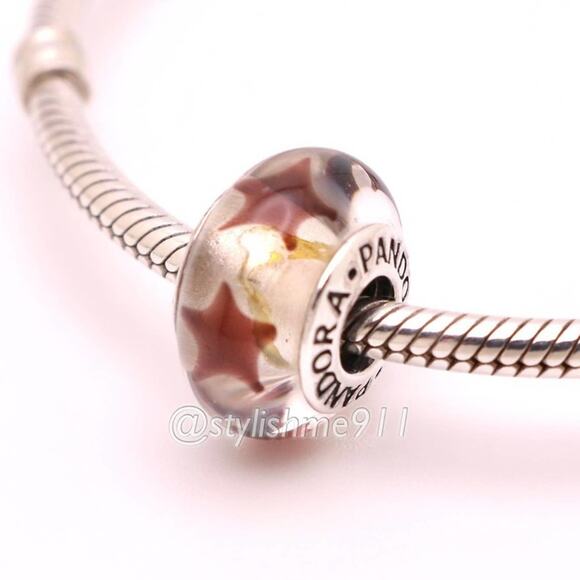 Authentic PANDORA Cinnamon Stars Glass Murano Bead - 790903 - Picture 2 of 9